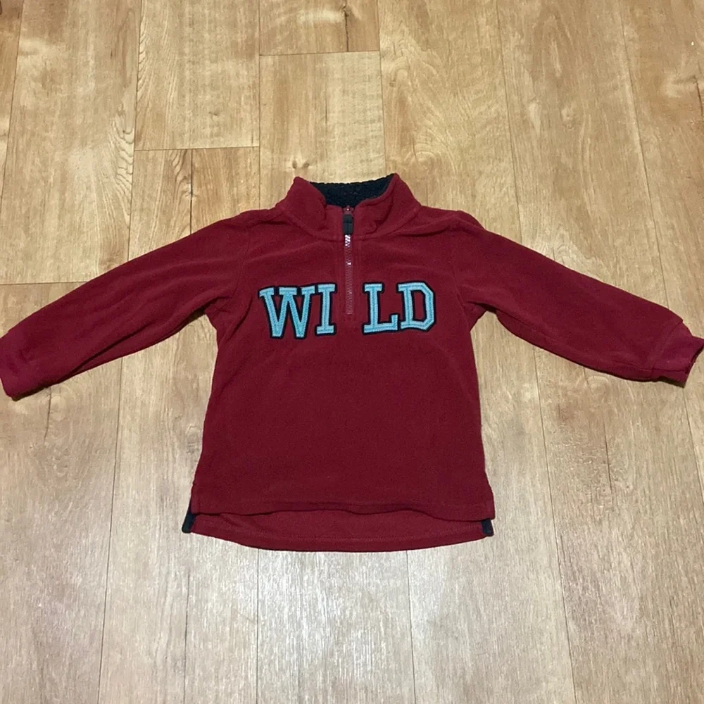 Boy 3T Child of Mine “Wild” Half Zip warm fleece Sweater Deep Dark Red - Picture 1 of 4